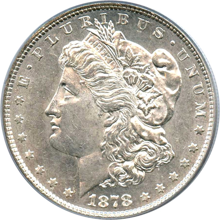 image for: 1878 8TF $1 PCGS AU58 (VAM-6, Pierced Eyelid)