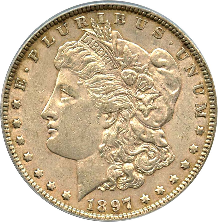 image for: Hot 50 VAM: 1897 $1 PCGS AU53 (VAM-8, Doubled Stars) 