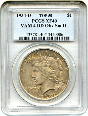 image for: Top 50 VAM: 1934-D $1 PCGS XF40 (VAM-4, DD Obv, Sm D)