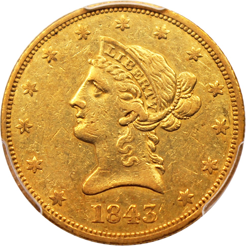 image for: 1843 $10 PCGS XF45