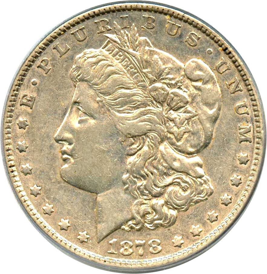 image for: Top 100 VAM: 1878 7TF $1 PCGS AU50 (Reverse of 1878, Triple Blossom)