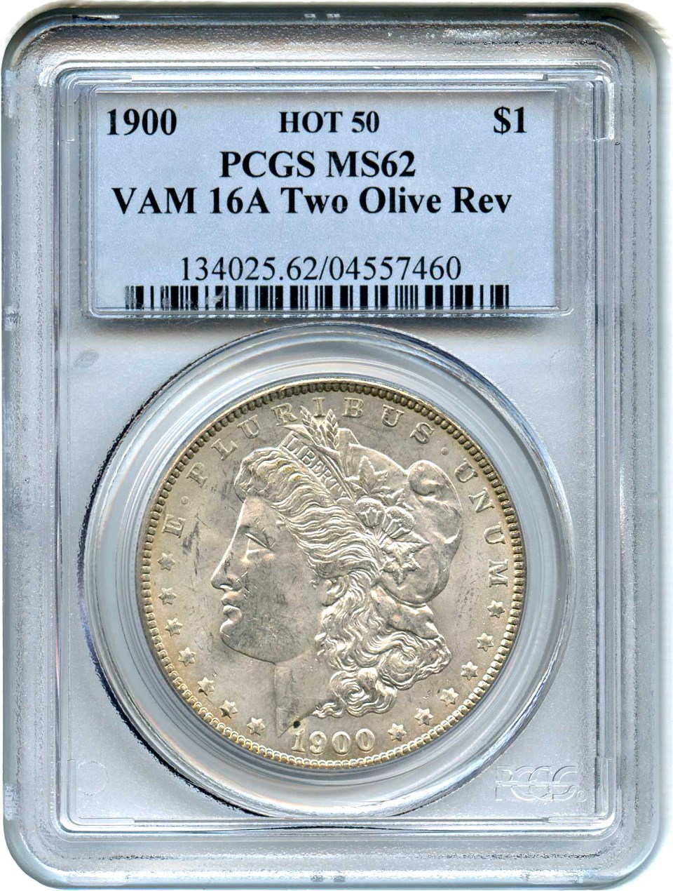 image for: Hot 50 VAM: 1900 $1 PCGS MS62 (VAM-16A, Two Olive Rev)