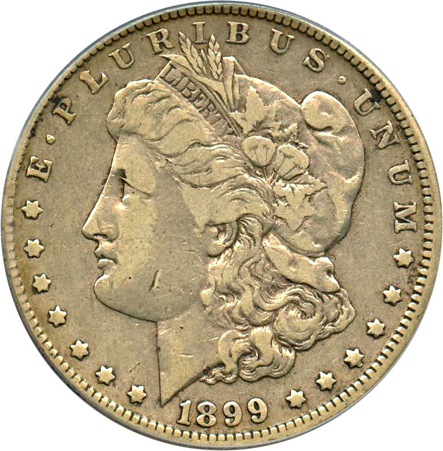 image for: Top 100 VAM: 1899-O $1 PCGS VF20 (VAM-5 Micro O Wing Lines) 
