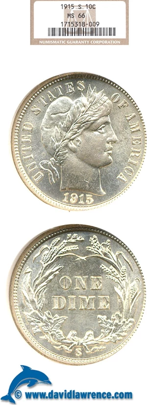 image for: 1915-S 10c NGC MS66