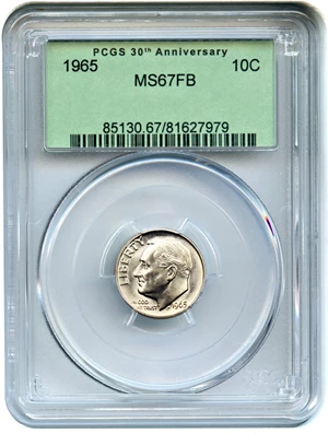 image for: 1965 10c PCGS MS67 FB (Retro OGH)