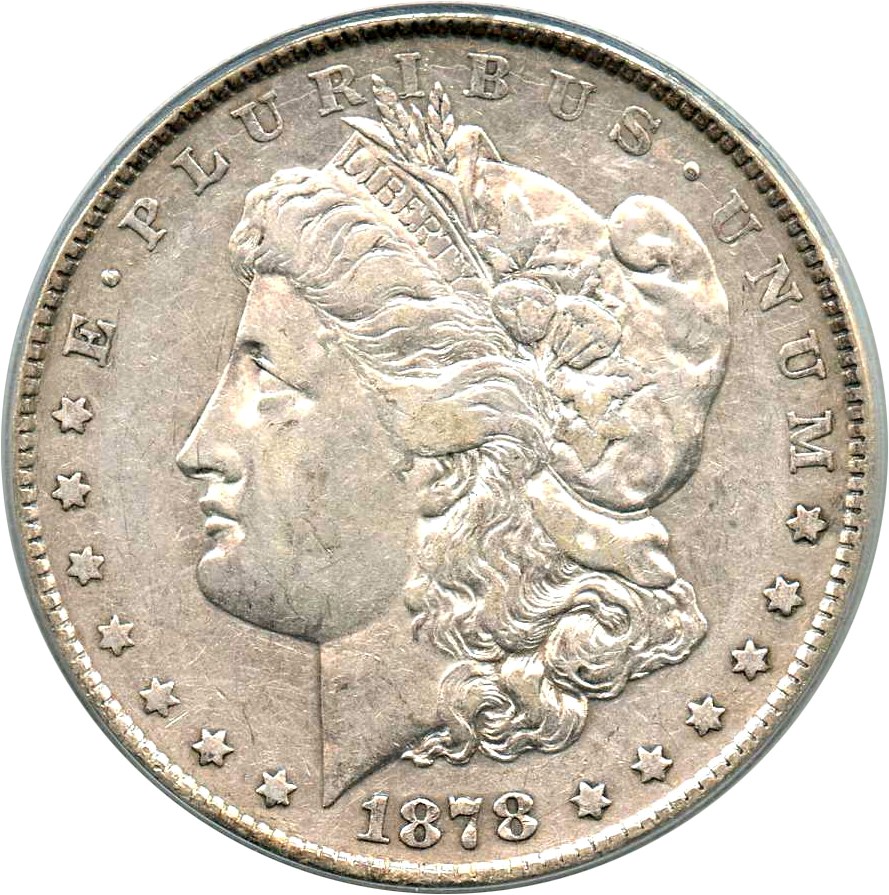 image for: Top 100 VAM: 1878 8TF $1 PCGS VF35 (VAM-5, Doubled RIB) 