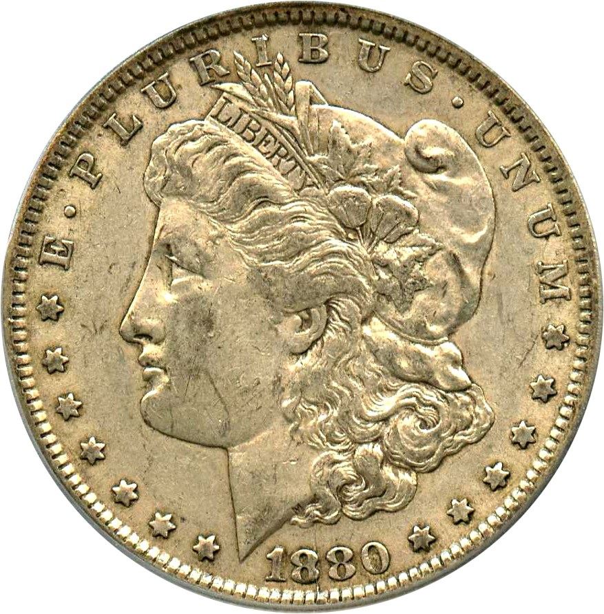 image for: Top 100 VAM: 1880 $1 PCGS AU50 (VAM-1A, Knobbed 8)
