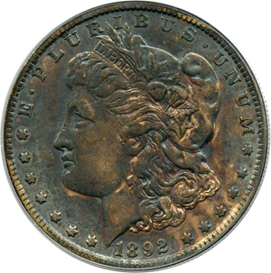 image for: Top 100 VAM: 1892-O $1 PCGS AU50 (VAM-7, Doubled Ear)