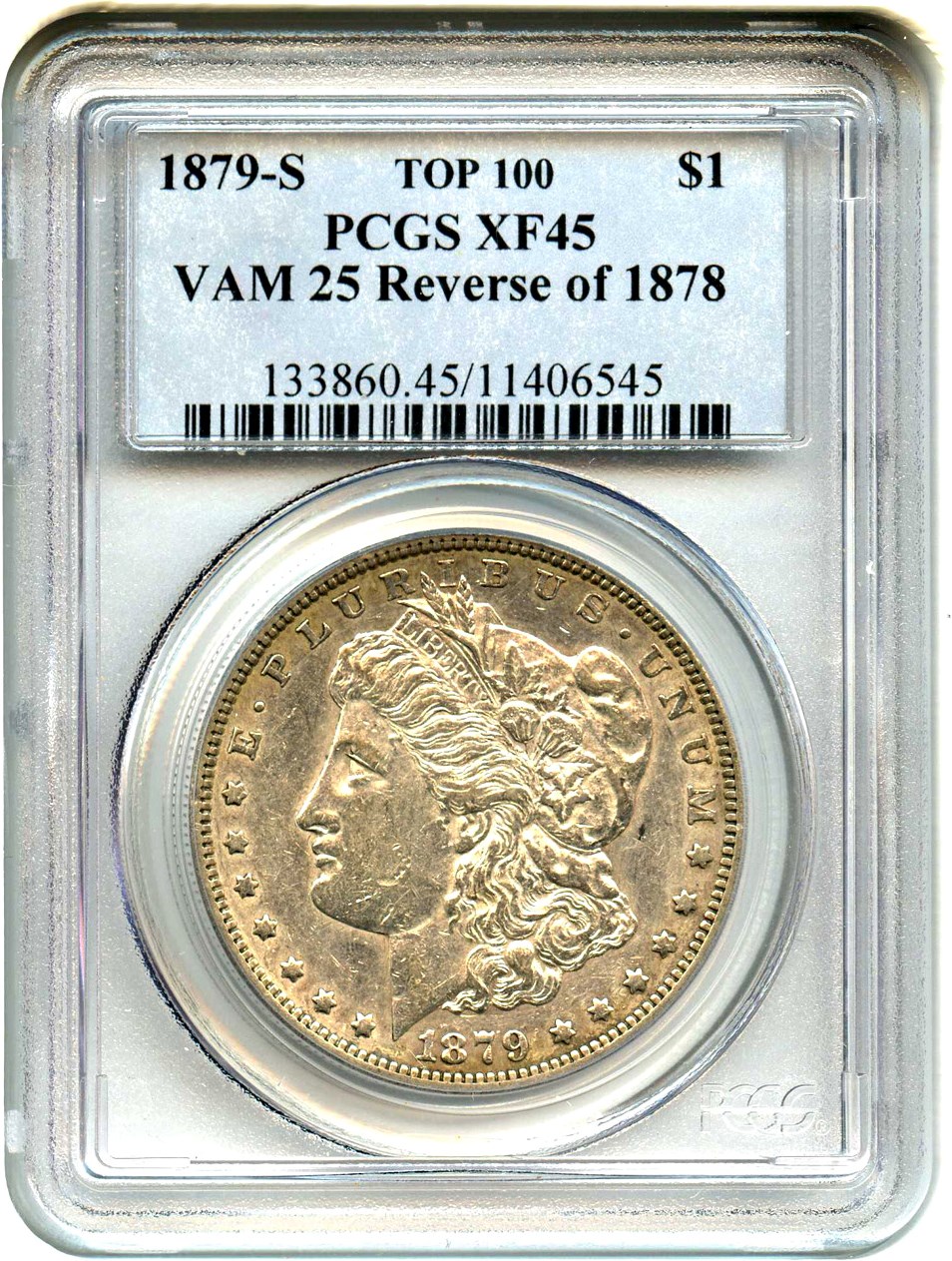 image for: Top 100 VAM: 1879-S $1 PCGS XF45 (Reverse of 1878, VAM-25)