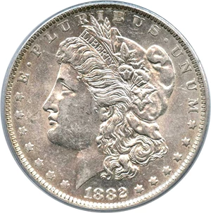 image for: Top 100 VAM: 1882-O/S $1 PCGS AU55 (VAM-3, O/S, EDS)