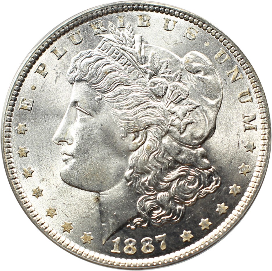 image for: Top 100 VAM: 1887 $1 PCGS MS64 (VAM-5, Doubled Date) 