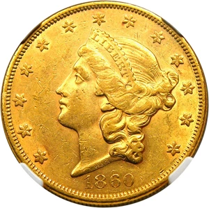 image for: 1860 $20 NGC/CAC AU58