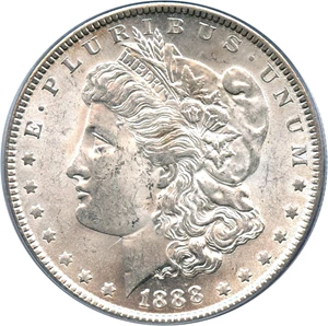 image for: Top 100 VAM: 1888 $1 PCGS MS62 (VAM-11, Doubled Ear)