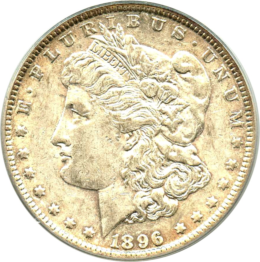 image for: Top 100 VAM: 1896 $1 PCGS AU50 (VAM-4, Doubled Stars) 