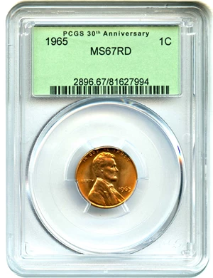 image for: 1965 1c PCGS MS67 RD (Retro OGH)