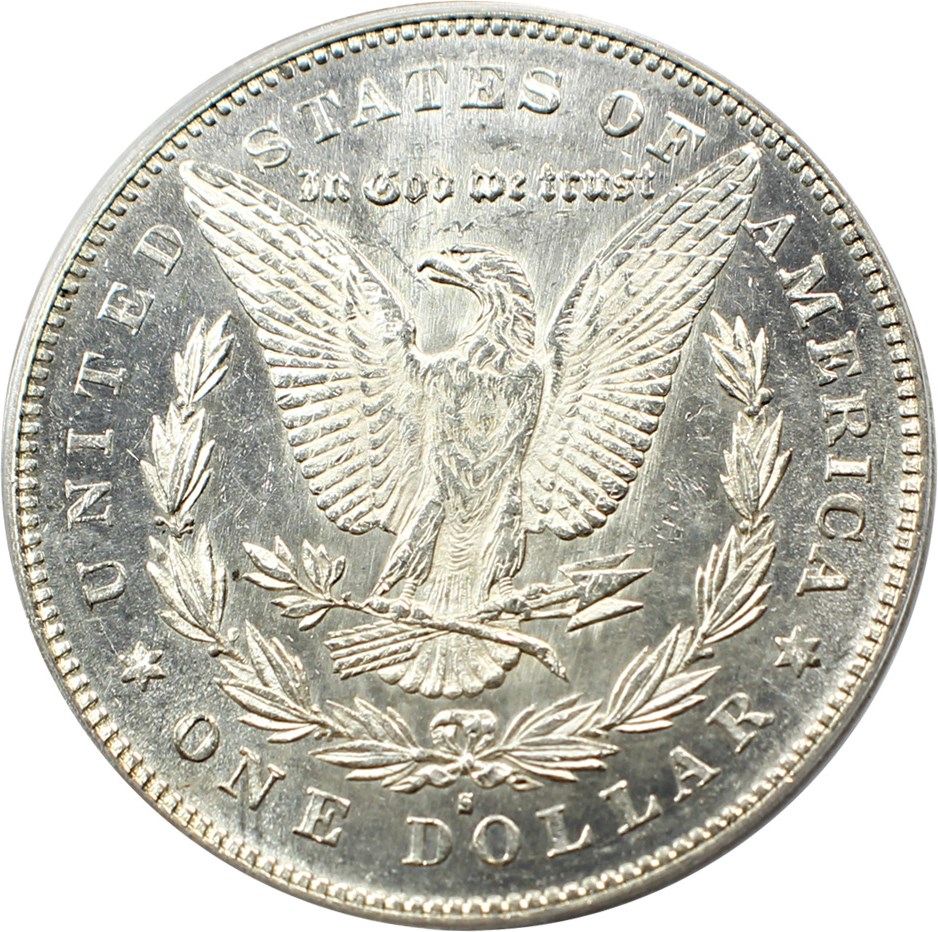 image for: Top 100 VAM: 1879-S $1 PCGS MS60 (VAM-43, Reverse of 1878) 