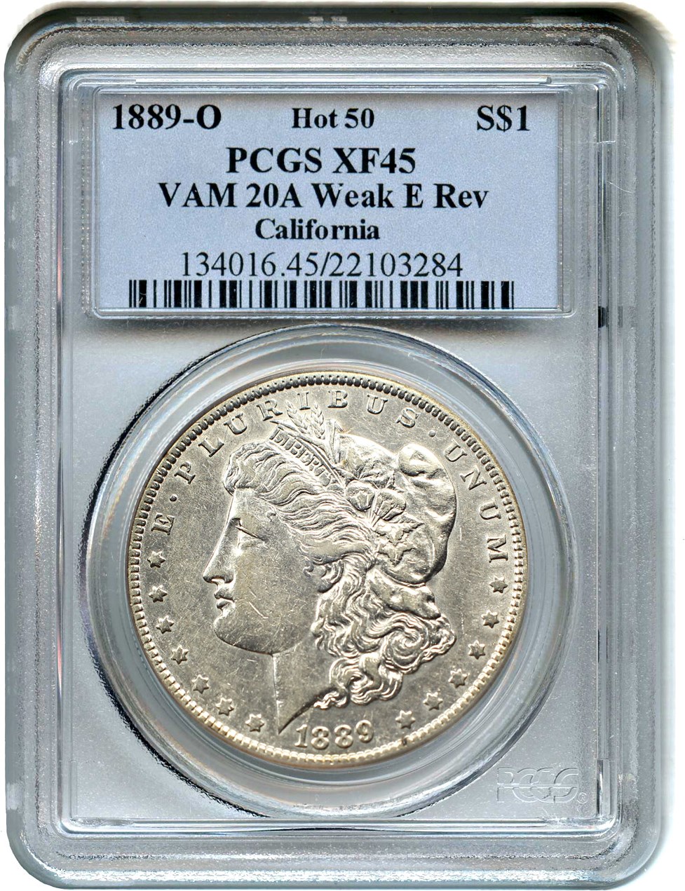 image for: Hot 50 VAM: 1889-O $1 PCGS XF45 (VAM-20A, Weak E Rev) 