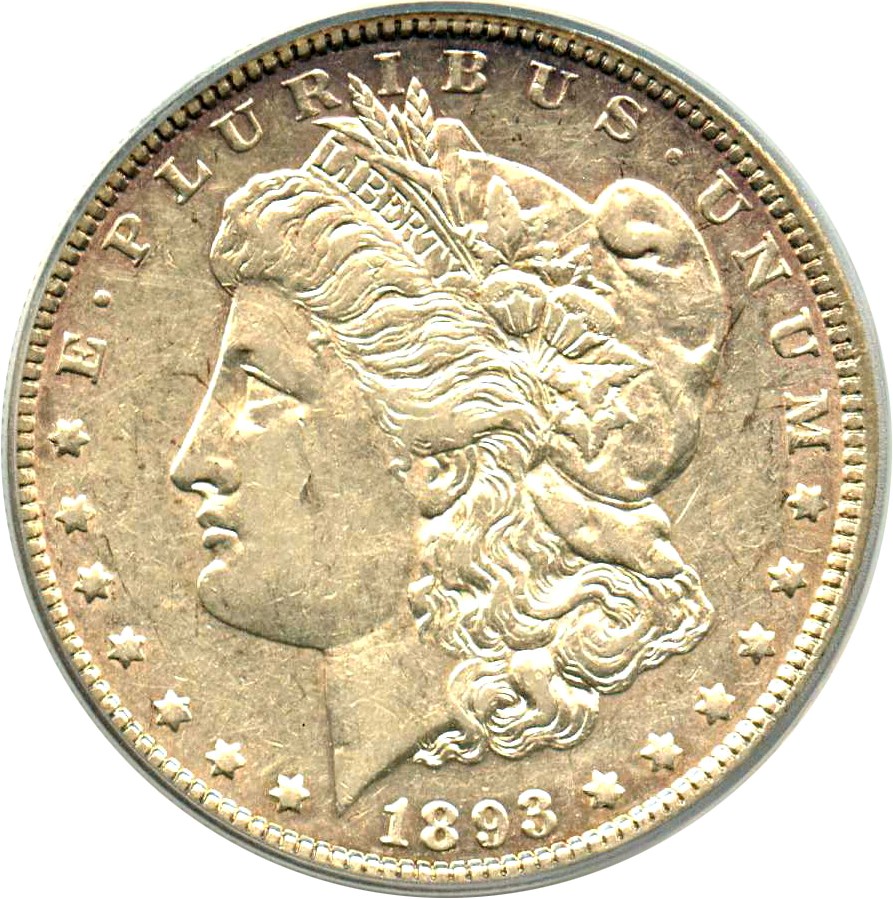 image for: Top 100 VAM: 1893 $1 PCGS AU50 (VAM-4, Doubled Stars) 