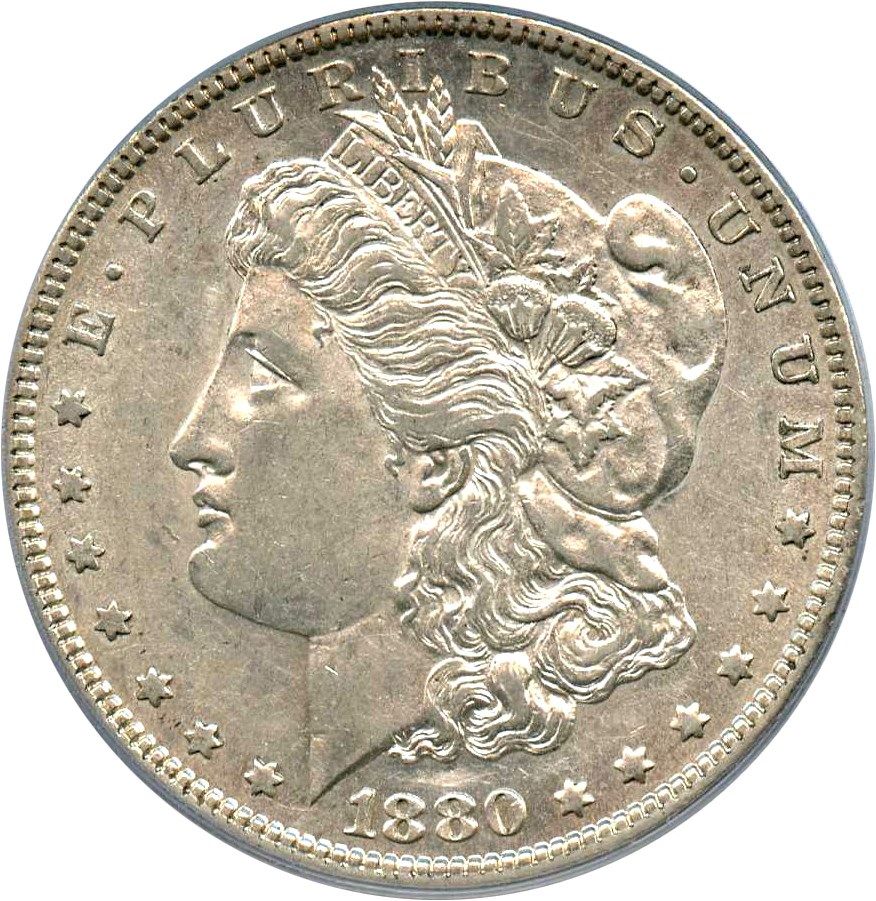 image for: Top 100 VAM: 1880-O $1 PCGS AU53 (VAM-4, 80/79, Crossbar) 