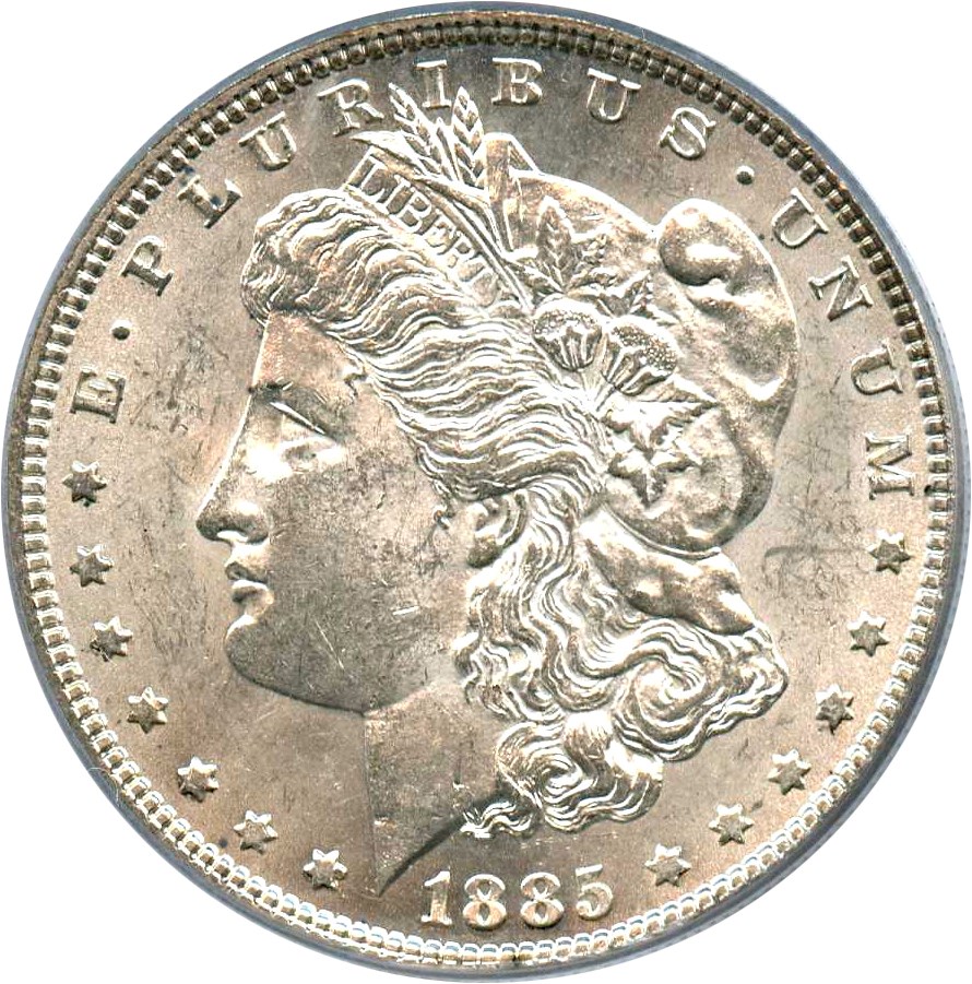 image for: Hot 50 VAM: 1885 $1 PCGS MS61 (VAM-1A, Pitted Reverse) 