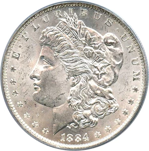 image for: Hot 50 VAM: 1884-O $1 PCGS MS63 (VAM-35, Doubled Eyelid)
