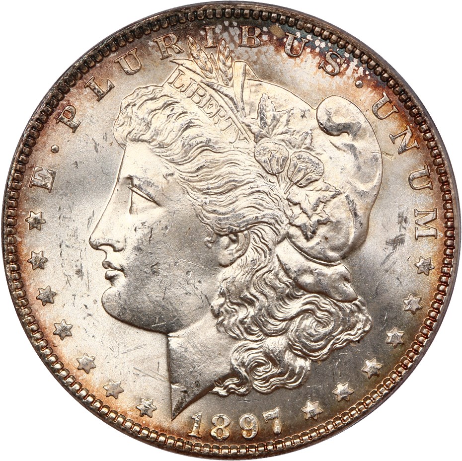 image for: Top 100 VAM: 1897 $1 PCGS MS63 (VAM-6A, Pitted Reverse) 