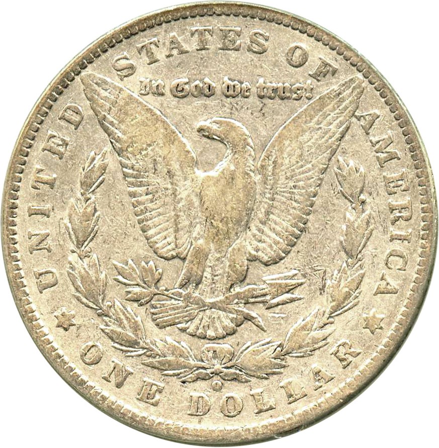 image for: Top 100 VAM: 1880-O $1 PCGS VG-08 (VAM-49, 8/7 Ear Hangnail) 