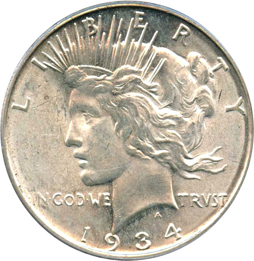 image for: Top 50 VAM: 1934-D $1 PCGS MS63 (VAM-3, DD Obv, Med D)