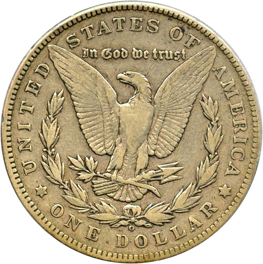 image for: Top 100 VAM: 1899-O $1 PCGS VF20 (VAM-5 Micro O Wing Lines) 