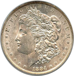 image for: Hot 50 VAM: 1884-O $1 PCGS MS62 (VAM-35, Doubled Eyelid)