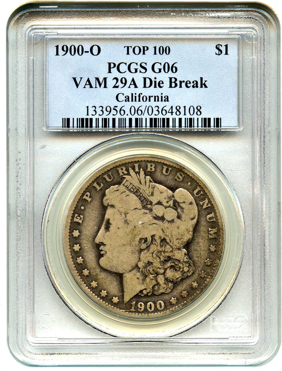 image for: Top 100 VAM: 1900-O $1 PCGS Good-06 (VAM-29A, Die Break) 