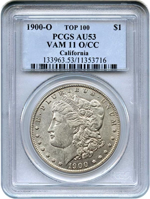 image for: Top 100 VAM: 1900-O $1 PCGS AU53 (VAM-11, O/CC)