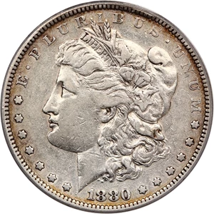 image for: Top 100 VAM: 1880 $1 PCGS VF30 (VAM-6, 8/7 Spikes)