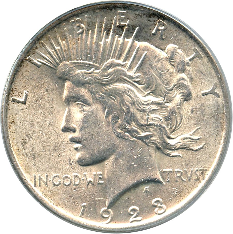 image for: 1923 $1 PCGS AU58 (VAM-1V, Extra Hair) 