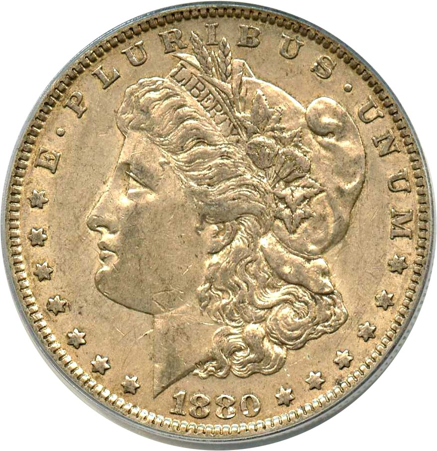image for: Top 100 VAM: 1880-O $1 PCGS AU50 (VAM-6, 8/7 Ear)