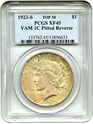 image for: Top 50 VAM: 1923-S $1 PCGS XF45 (VAM-1C, Pitted Reverse)