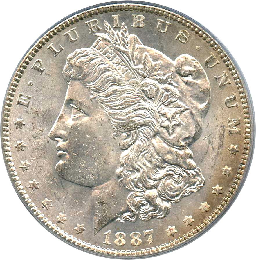 image for: Top 100 VAM: 1887 $1 PCGS MS63 (VAM-2, 7/6)