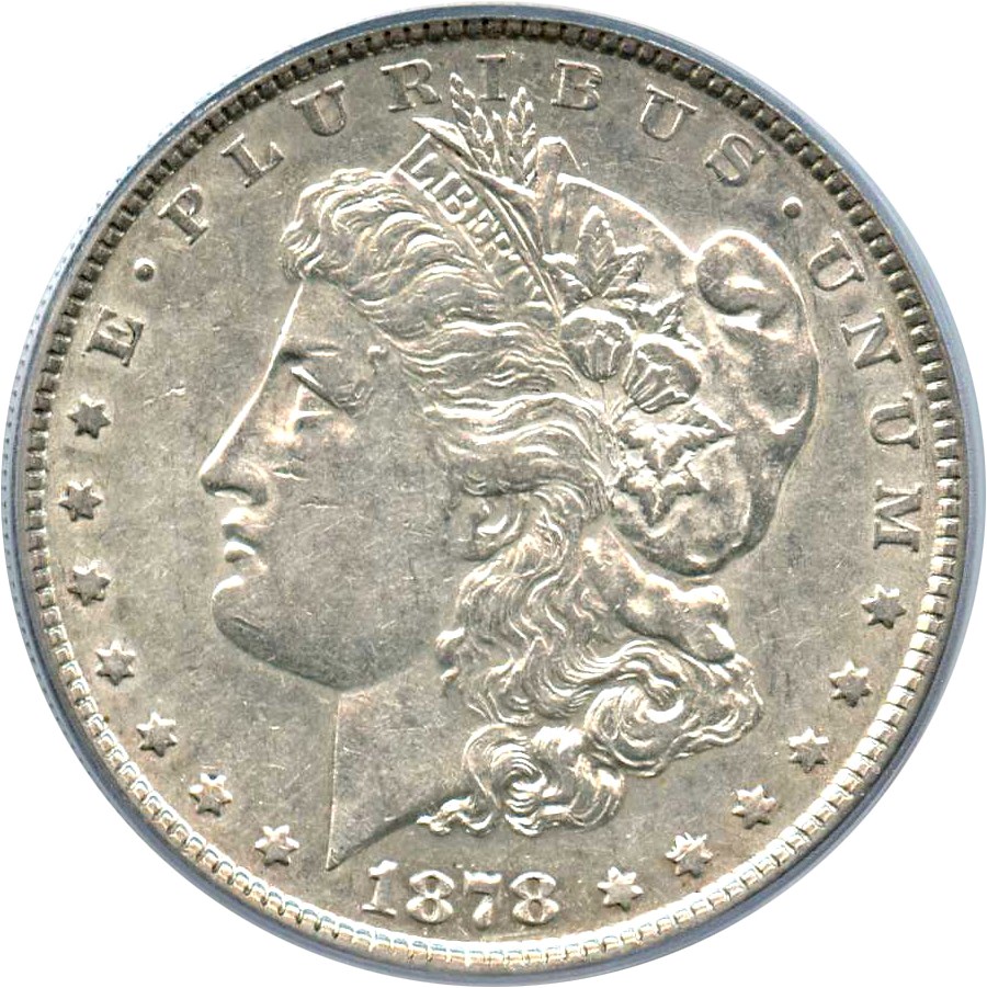 image for: 1878 7TF $1 PCGS AU50 (Reverse of 1878, VAM-117, Tripled Star)