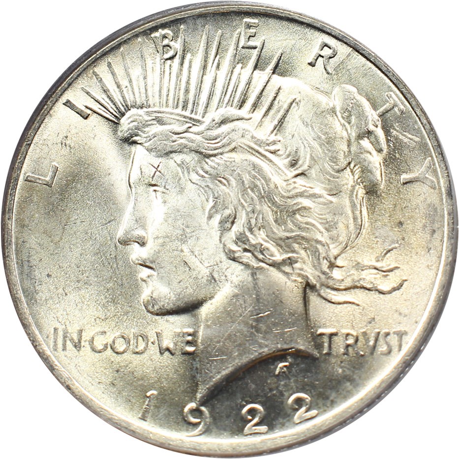 image for: Top 50 VAM: 1922 $1 PCGS MS62 (VAM-6, Doubled Leaves)