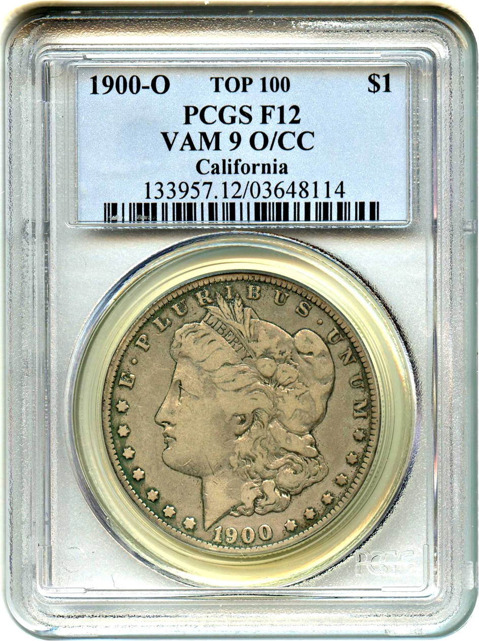 image for: Top 100 VAM: 1900-O $1 PCGS F12 (VAM-9, O/CC) 