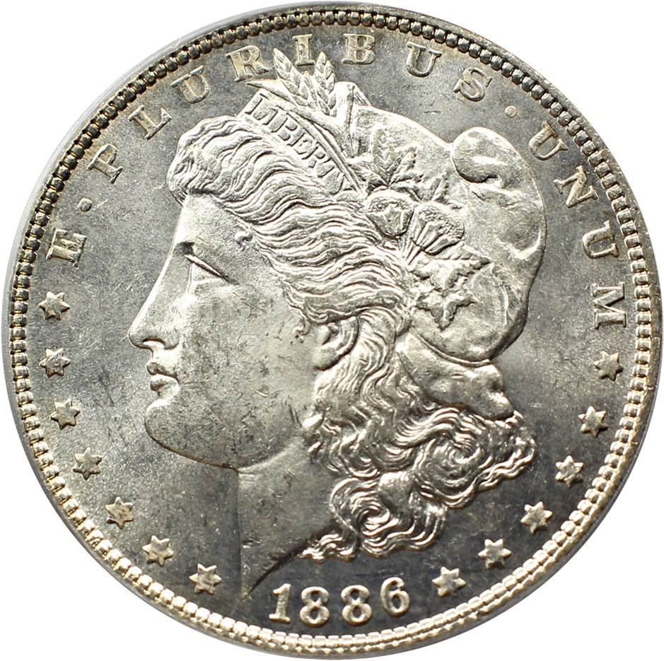 image for: Top 100 VAM: 1886 $1 PCGS MS63 (VAM-17, Doubled Arrows) 