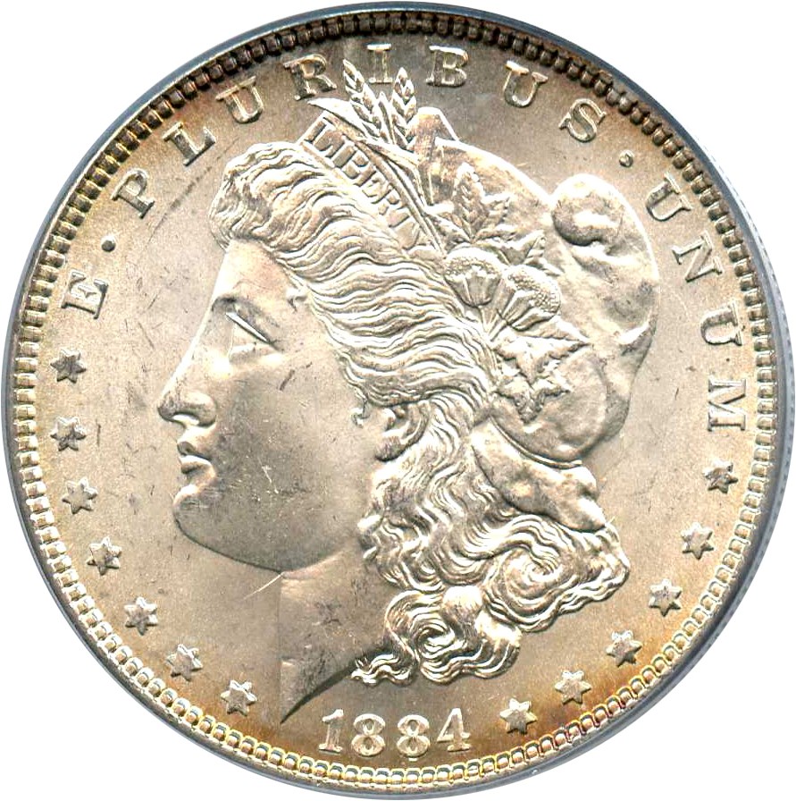 image for: Hot 50 VAM: 1884 $1 PCGS MS64 (VAM-2A, Partial E Rev) 