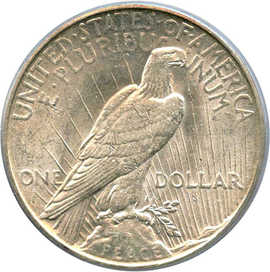 image for: Top 50 VAM: 1925-S $1 PCGS AU55 (VAM-3, Doubled Wing) 