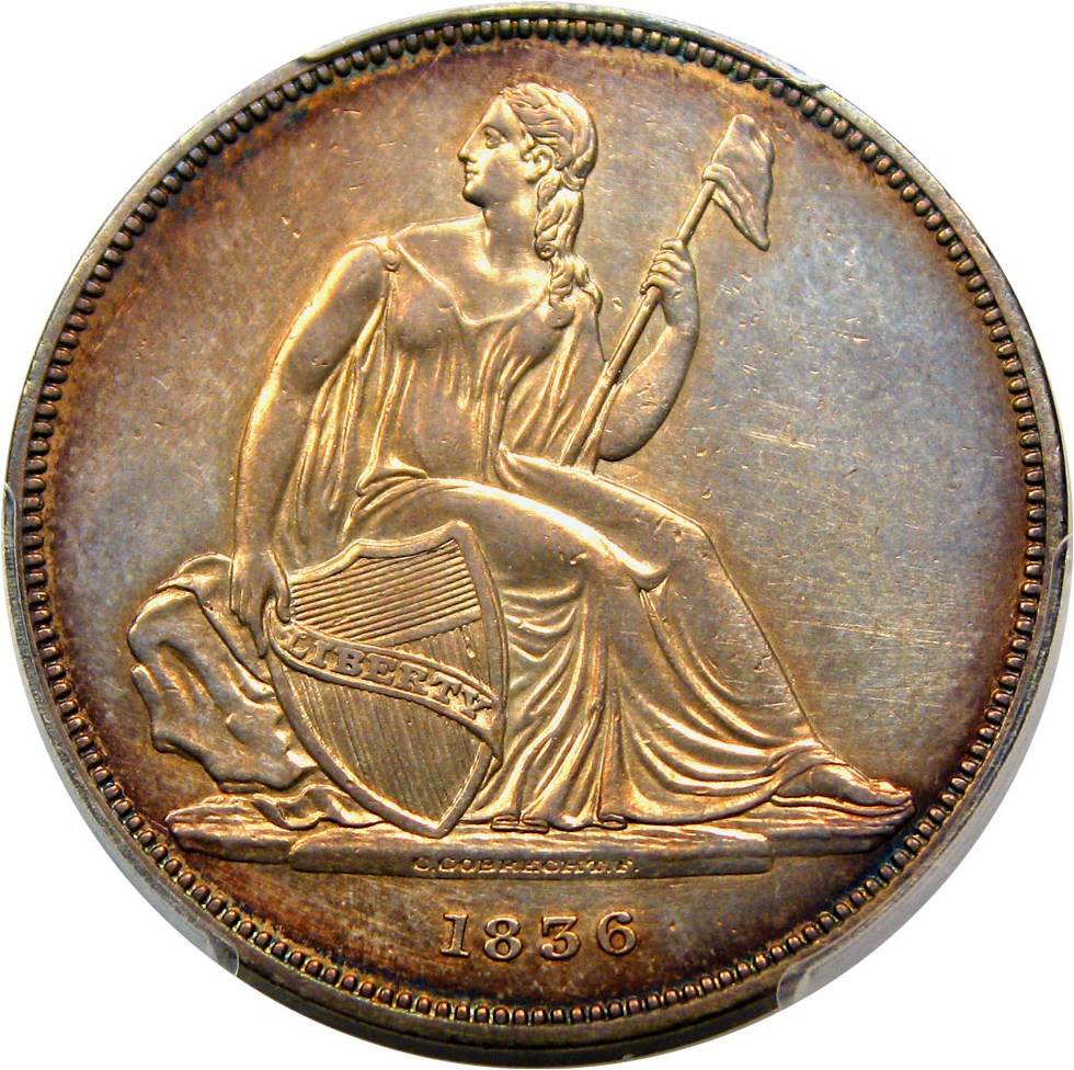 image for: 1836 Gobrecht $1 PCGS Proof 55 (Name on Base, Original, Medal Alignment)