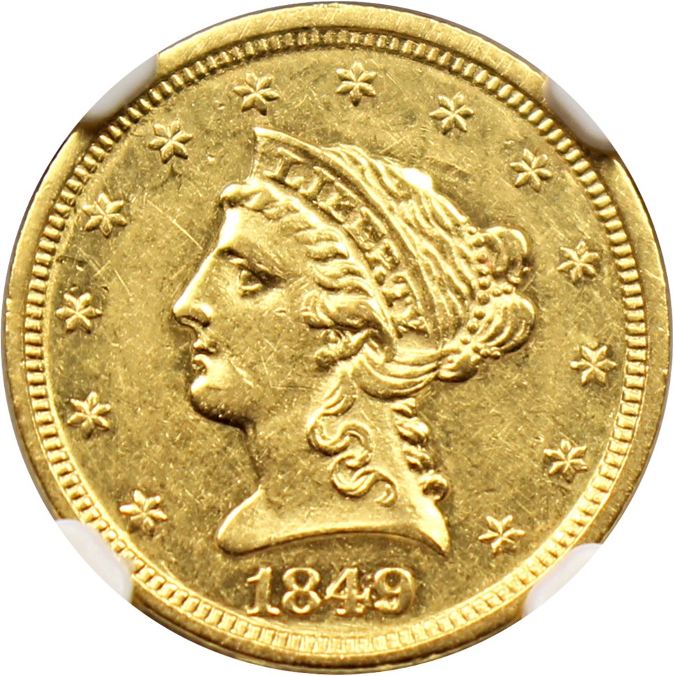 image for: 1849 $2 1/2 NGC AU55