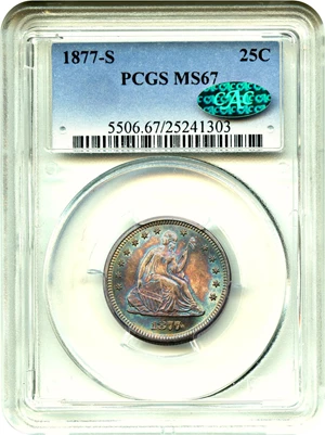 image for: 1877-S 25c PCGS/CAC MS67