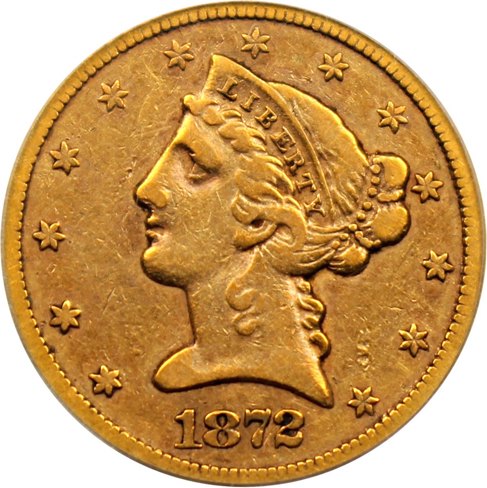 image for: 1872-S $5 PCGS/CAC VF35