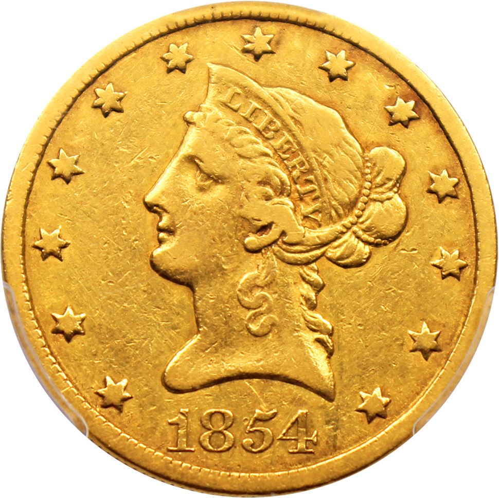 image for: 1854-O $10 PCGS VF30 (Small Date)