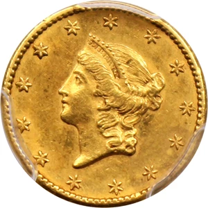 image for: 1849 No L G$1 PCGS AU58