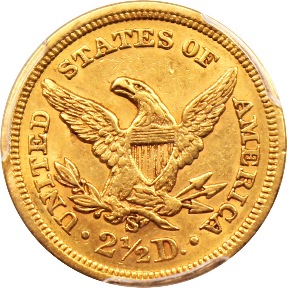 image for: 1876-S $2 1/2 PCGS/CAC AU58